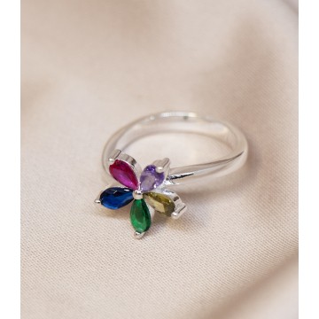 ANILLO FLOR CIRCONES...