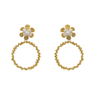 ARETES FLOR PERLAS CIRCULO...