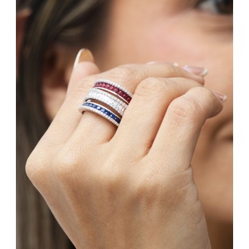 ANILLO DIAMANTES ZAFIROS Y...