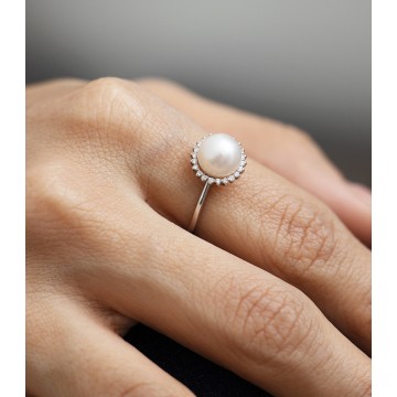 ANILLO PERLA Y DIAMANTES...