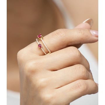 ANILLO DIAMANTES RUBIES ORO...
