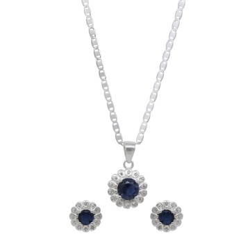 SET PLATA CIRCON AZUL...