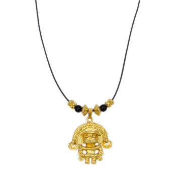 COLLAR PRECOLOMBINO CUERO...