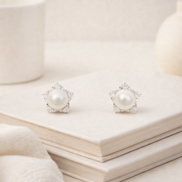 TOPO PLATA 925 FLOR PERLA...