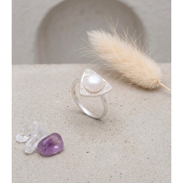 ANILLO CON CIRCONES Y PERLA...