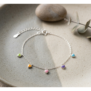 PULSERA PLATA 925 CORAZONES...