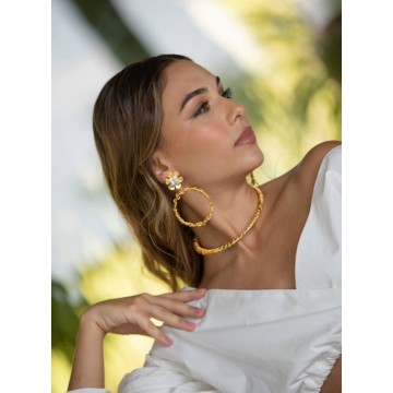 ARETES FLOR PERLAS CIRCULO...