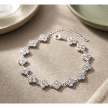 PULSERA PLATA 925 FLORES...