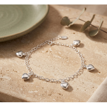 PULSERA PLATA 925 CORAZONES...