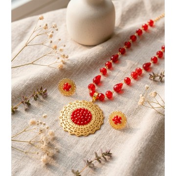 COLLAR BRONCE CRISTAL ROJO...