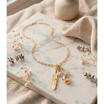 COLLAR LAGRIMA HOJA JOYERIA...