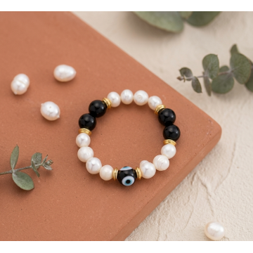 PULSERA BRONCE PERLAS P8141