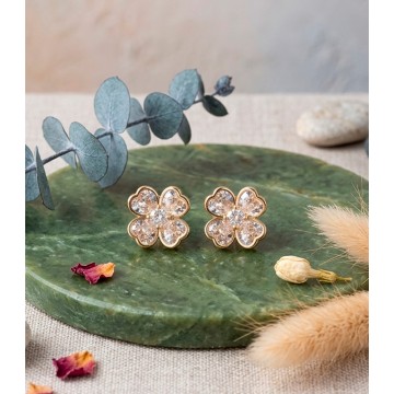 ARETES EN BRONCE FLOR CON...