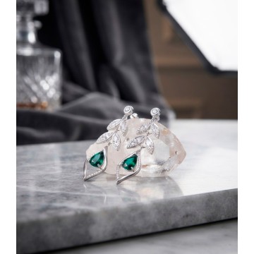 ARETES HOJAS EN PLATA LEY...