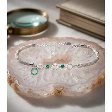 PULSERA CORDON Y AROS EN...