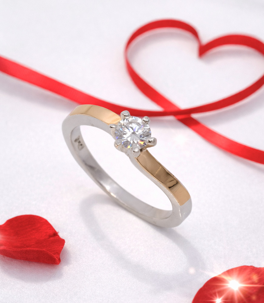 Anillo de plata con lámina de oro – San Valentín